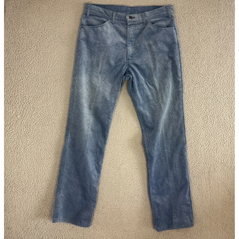 Vintage Levi's Corduroy Pants 34x31 Blue‎ Made USA Talon Zip 70s
